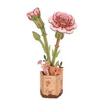 Charger l'image dans la galerie, Rowood Pink Carnation - Fleur en bois montée, vue détourée
