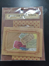 Charger l'image dans la galerie, Lot de 8 enveloppes à fenêtre de style vintage avec des motifs à pois rouges sur fond façon kraft, marque Amifa.