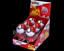 Charger l'image dans la galerie, Présentoir de Pokéballs en métal rouge et blanc contenant des bonbons Pokémon avec illustration de Pikachu