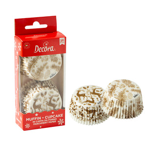 Decora Caissettes à Cupcakes - Noël Or - pcs/36