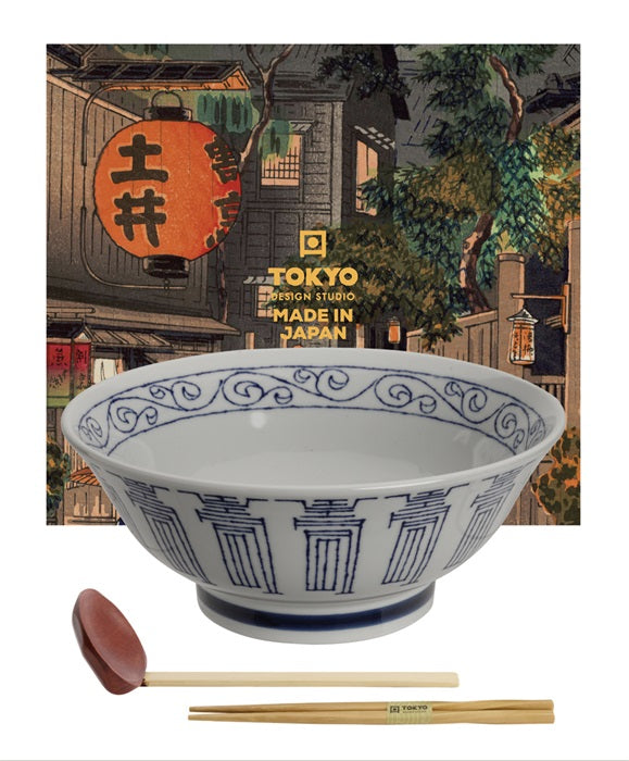 Coffret cadeau : bol à ramen + cuillère à soupe - Kotobuki Blue