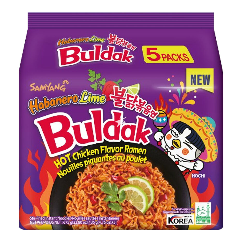 Hot chicken -  BULDAK - HABANERO LIME  Pack de 5 (SAMYANG)