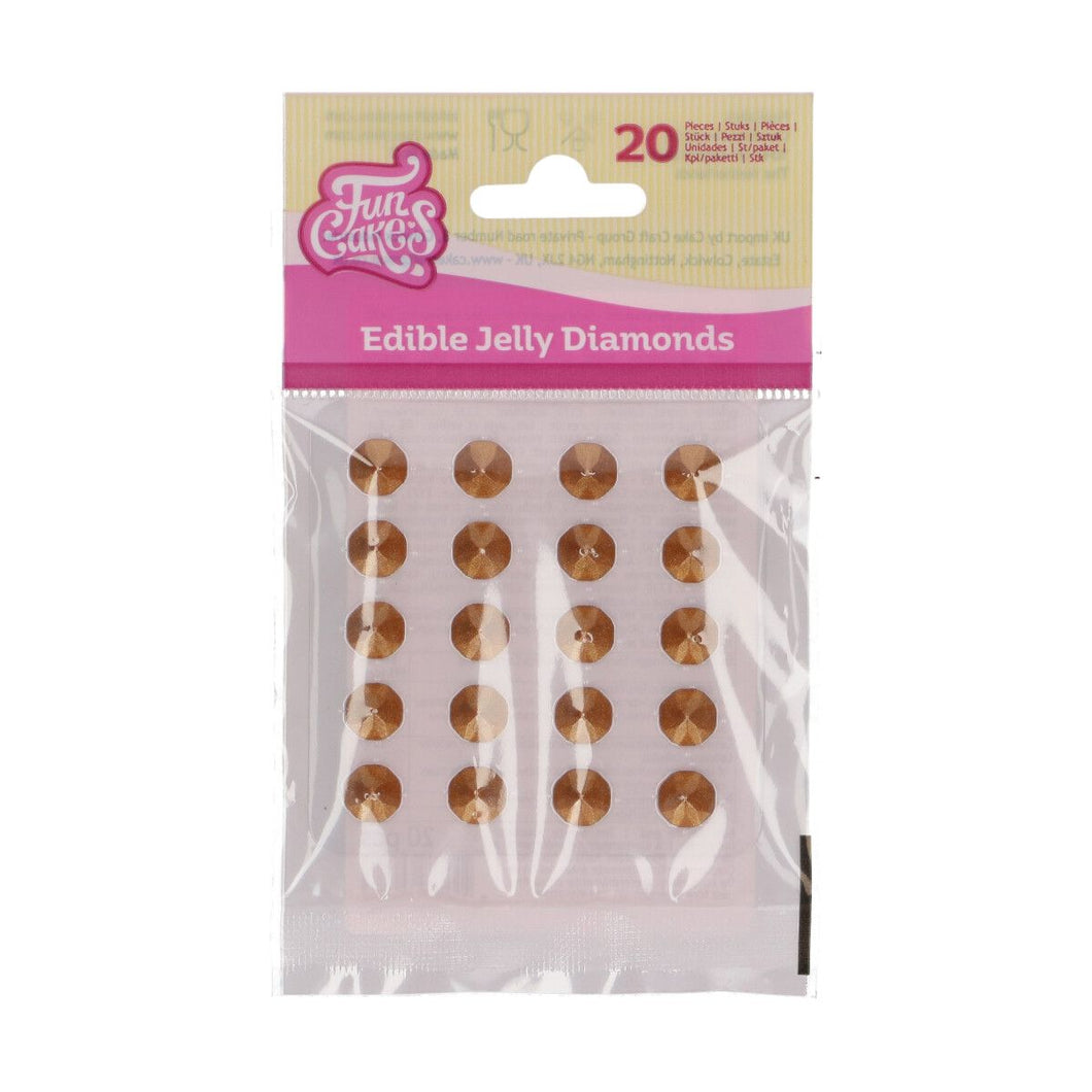 FunCakes Comestible Jelly Diamonds - Pearl Gold - pk/20
