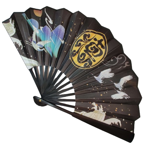 ANCIEN ÉVENTAIL EN bambou et papier peint, motifs asiatiques, personnages EUR 25,00 - FR
