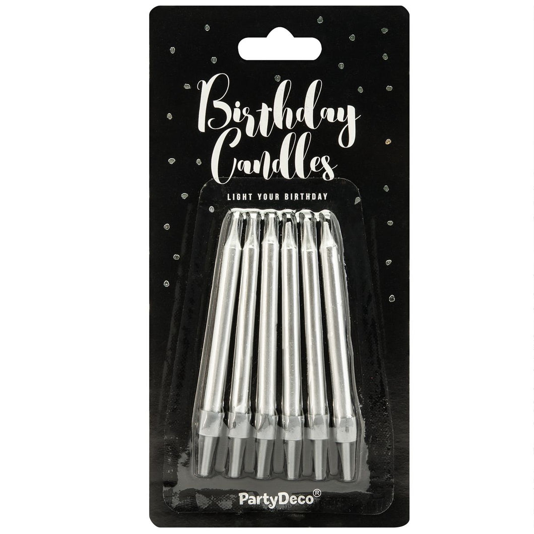 Bougies d’anniversaire - Argent - 6cm - pcs/6