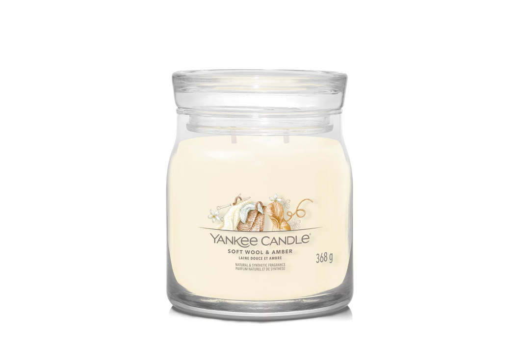 Bougie moyenne jarre Soft Wool & Amber - Laine Douce et Ambre (YANKEE CANDLE) 368G