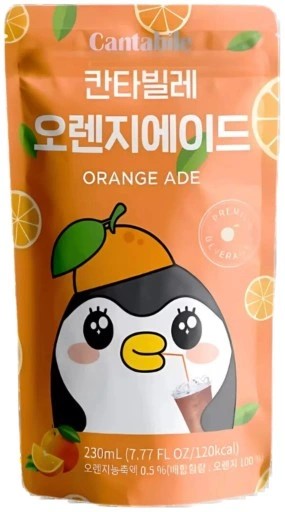 Boisson coréenne sachet orange ade - orange 230ML (CANTABILE)