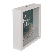Charger l&#39;image dans la galerie, Tirelire cadre en bois - &quot;To travel is to live&quot;
