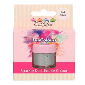 FunCakes Poudre Alimentaire Scintillante - Dark Silver