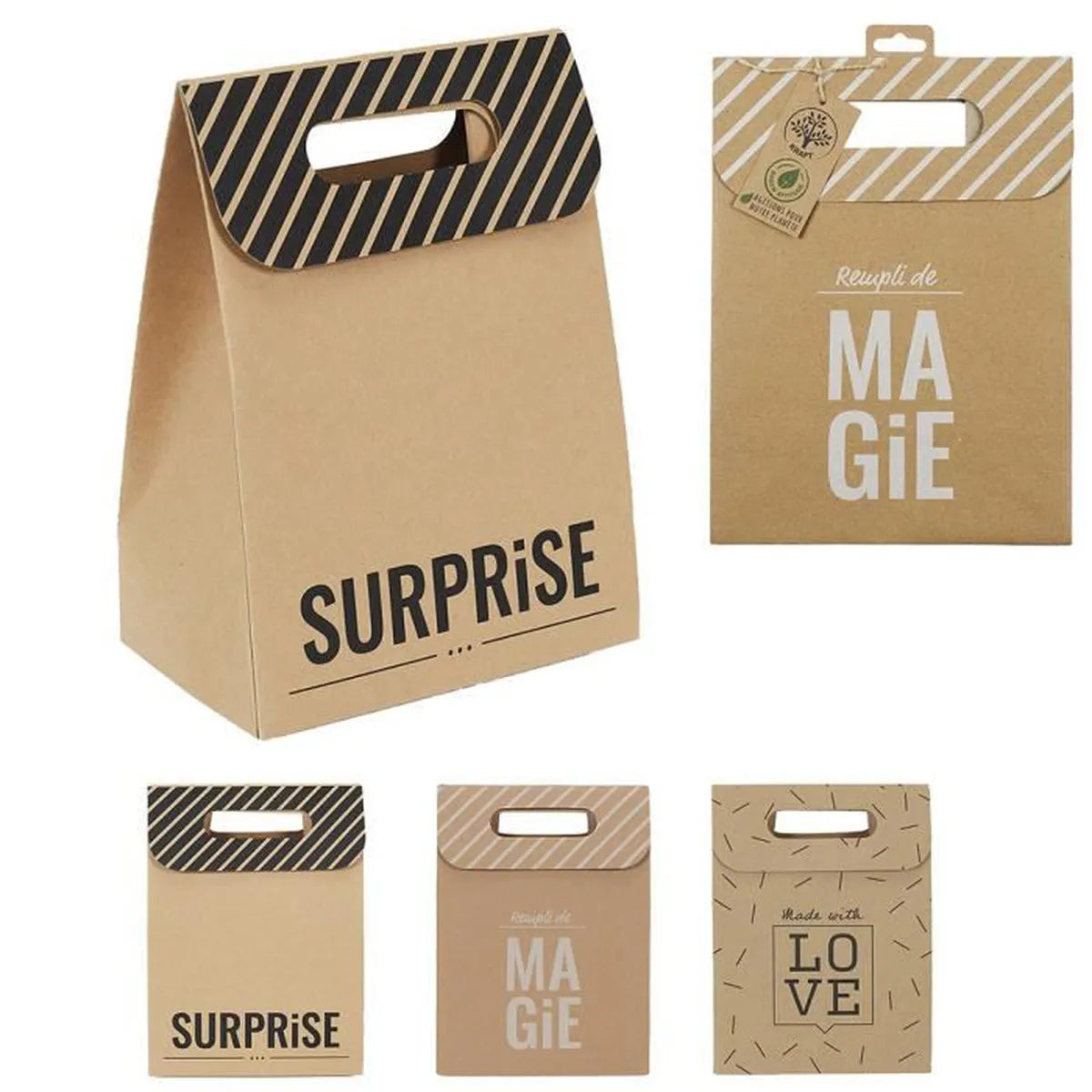 Pochette cadeau pliable papier kraft